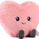 Valentines Day Gifts for Her, 11.8in Pink Heart Pillow, Love Pillow, Cute Plush, Heart Throw Pillows Living, Microwavable Stuffed Animals for Women Girl Birthday Wedding Mother's Day