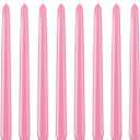 Set of 8 10 Inch Tall Pink Taper Candles, Dripless Unscented Decorative Colored Skinny 0.76 Inch Wide Candlesticks for Home Party Dinner Table Decoration
