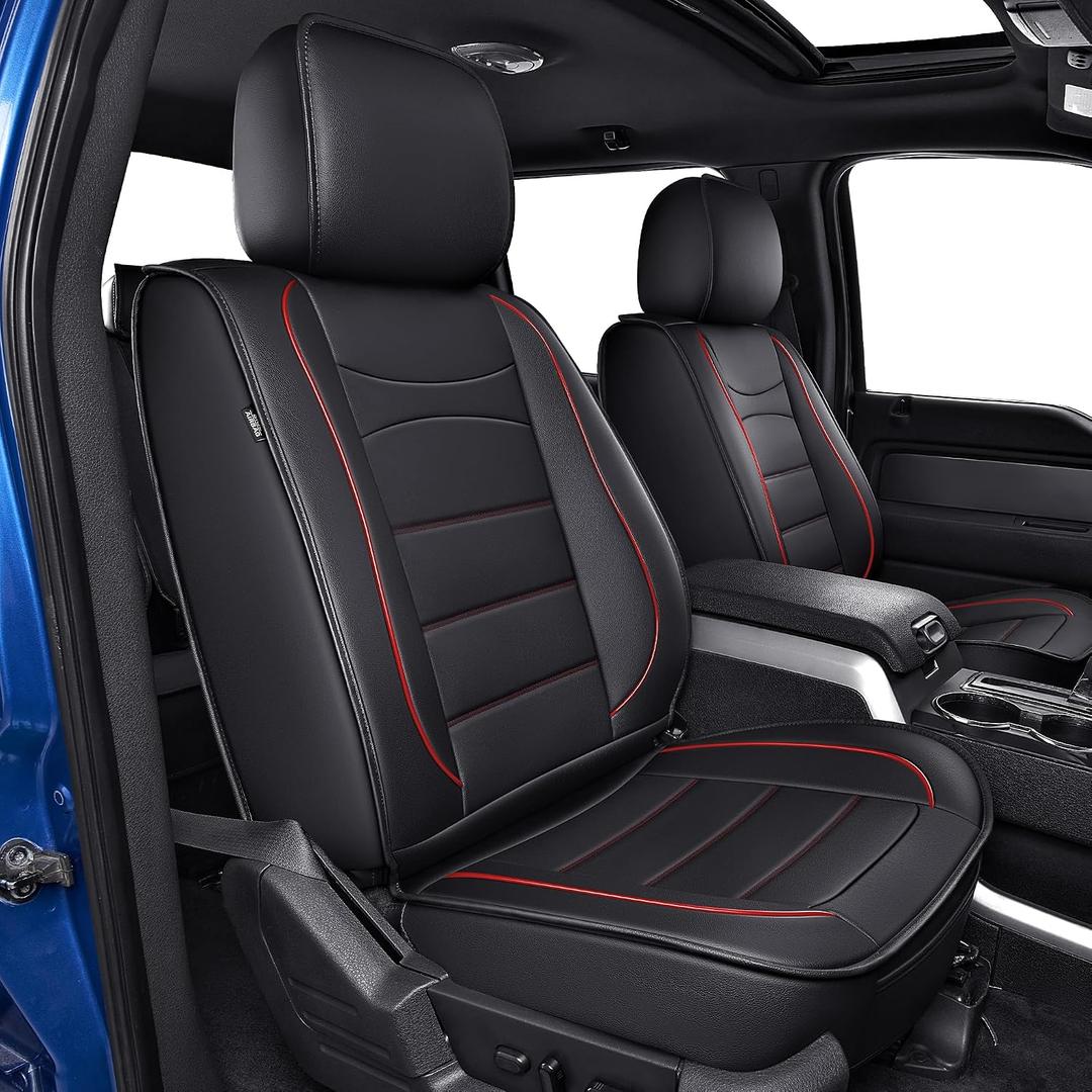 IKABEVEM Seat Covers Fit for Ford F150 : 2009-2024 2025 2026 - F250/F350/F450 2017-2025 2026 Pick-up Truck Full Set Car Seat Covers (Redline, 5 Seats)