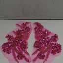 Hand-Made Beaded Rhinestons DIY Clothing Appliques Patch,Beaded Applique for Jeans Jacket Shoes Bags Bells and Other DIY Projects Decoration Hot Pink Beading Flower Applique by Pair (Hot Pink-B)