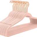 MIZGI Premium Velvet Hangers (50 Pack) Heavy Duty - Non Slip Felt Hangers - Blush Pink - Rose Gold 360 Degree Swivel Hooks,Space Saving Clothes Hanger,Durable Strong Hanger for Suits,Coats,Dress