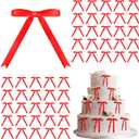 Riceshoot 100 Pcs Twist Tie Bows for Cake 3 x 4.3 Inch Satin Ribbon Bulk Pre Made Bows for Wrapping Gift Treat Bags DIY Craft Wedding Baby Shower Birthday Party Decor, (Red)