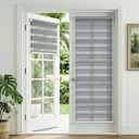 No Drill Zebra Blinds for French Door, 36 5/8" W x 72" L, Grey