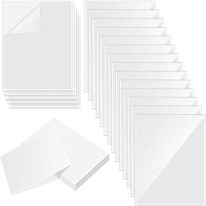 Gueevin 100 Pcs 5 x 8 Inch Self Adhesive Display Pockets Peel and Stick Clear Paper Sleeves Wall and Door Communication Clear Adhesive Sheet Protector Letter Size Plastic Sheet Protectors