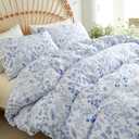 Nayoroom Blue Floral Duvet Cover Full Size Cottagecore Botanical Flower Spring Comforter Cover 3 Pcs Soft Breathable Microfiber Pastoral Aesthetic Bedding Set Gift for Women
