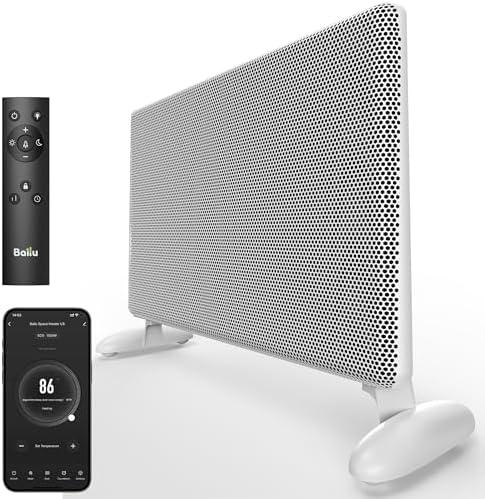 Ballu Mica Infrared Space Heater Indoor Use,1500W Electric Panel Heater with Program Thermostat,Wifi App Control,Portable Stand Wall Mount Room Heater for Large Room Energy Efficient,Work with Alexa