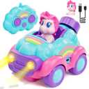 Lehoo Castle Remote Control Car for Girls, Rechargeable RC Cars w/Light & Music, Unicorn Remote Control Car for Toddlers 1-3, 2 Year Old Girl Toys Birthday Gift