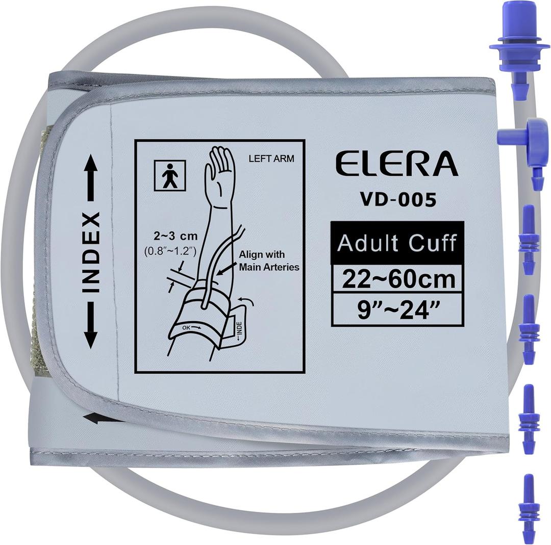 XXL Blood Pressure Cuff 9-24 (22-60CM) Compatible with All Automatic Blood Pressure Monitors, Extra Large BP Replacement Cuff for Big Arms - Includes 6 Connectors
