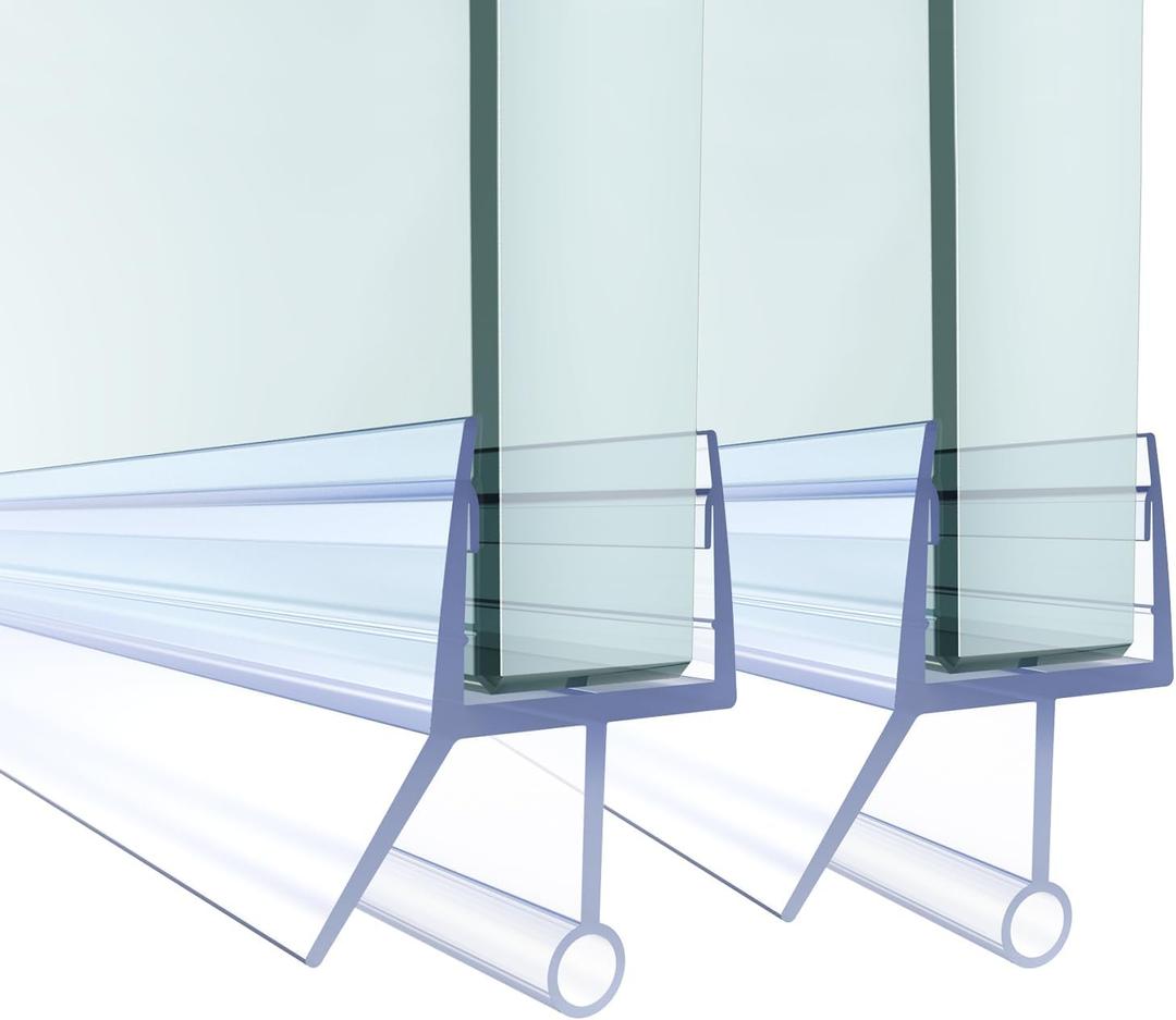 Shower Door Bottom Seal,2 PCS 1/2" X 36" Shower Door Sweep for 1/2 Inch Glass,Frameless Glass Door Seal Strip to Seal 12mm Gap - Stop Shower Leaks and Create a Water Barrier