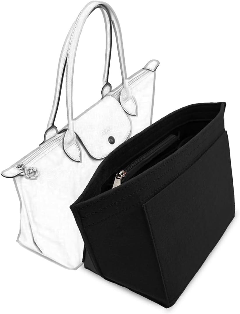 Bag Insert Organizer, purse accessories, Suitable For Longchamp long handle tote organizer (Black, Mlong handle)