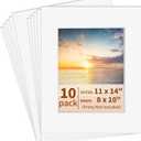 10 Pack Picture Frame Mats, 11x14 Matted to 8x10 Photo Mats, Acid Free Picture Matting for Pictures Photos Watercolor Artwork (White)
