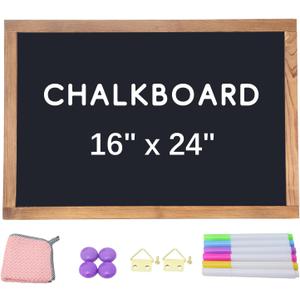 KOOLDE 16" x 24" Magnetic Chalkboard - Large Hanging Framed Wall Wood Frame Board Sign Blackboard for Home, Office, School, Restaurant