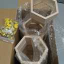 FairySandy 12 Pcs Mini Honeycomb Cupcake Stand Cake Farmhouse Hexagon Display Holder Hexagonal Wood Cupcake Stand Floating Table Sign with 50 Tiny Wooden Bee for Baby Shower (Wood Color)