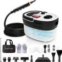Steam Cleaner with 15-in-1 Kit, 2500W Steamer for Home & Car Detailing | 14.8ft Extended Reach, 15s Fast Heat-Up, 6-Level Adjustable, ANSI Z87.1 Safety Goggles, 45 Mins Steam, White