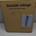 Seaside village Arc Floor Lamps for Living Room, Modern Standing Lamp with Adjustable Hanging Drum Shade, Tall Pole Lamp with Foot Switch, Over Couch Arched Reading Light for Bedroom, Office (Black)