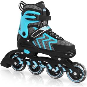 Nattork Adjustable Inline Skates for Adults and Teens, Outdoor & Indoor Blades Roller Skates for Boys, Beginners, Size: Large-Youth (3-6 US)