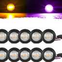 Partsam 10Pcs Dual Color 3/4" Round LED Marker Light Amber to Purple Auxiliary Light Side Marker DOT Approved Clearance Light Turn Signal Indicators with Bullet Plug for Trailer Truck Pickup Camper RV