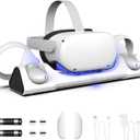 ZYBER Charging Dock for Meta Quest 2, VR Stand Oculus 2 (Support Elite Strap with Battery), Station Rechargeable Batteries, USB-C Charger and Cable, White (AL - Q016)