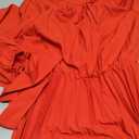 ChiaoLezhee Pleated Maxi Dress, Mock Neck A Line, Fall Holiday, Long Sleeve Modest Business Casual Flowy Dresses for Women (6-8, Red)
