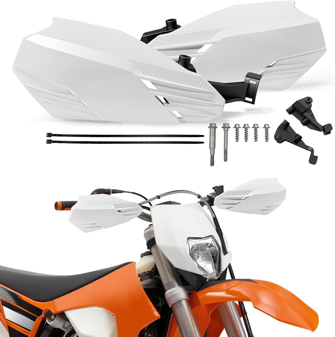 Motorcycle Handguards 7/8" and 1 1/8" Hand Guard Universal for EXC EXCF SX SXF SXS MXC MX XC XCW XCF XCFW Dirt Pit Bike ATV Enduro Motocross White