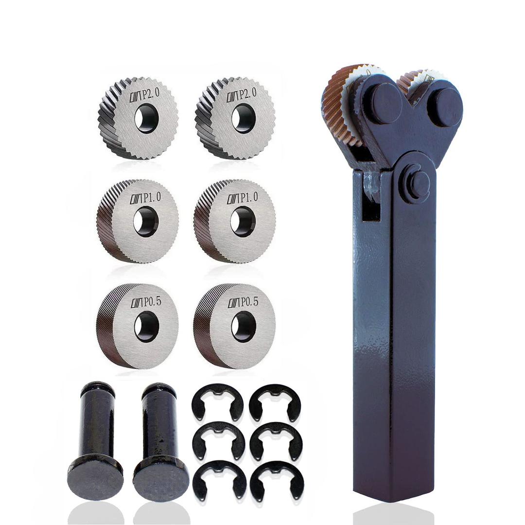 7pcs high-Strength Double-Wheel Lathe knurling Tools Diagonal Diagonal knurling Wheel Pitch 0.5/1.0/2.0mm