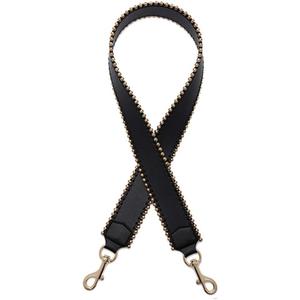 Bag Strap-Replacement Crossbody Bag Purse Faux Leather-Strap Shoulder Bead Replacement-Strap For Handbag Black(Gold Bead)
