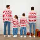 Ugly Christmas Matching Family Sweater Xmas Knit Outfit with Hat Pullover Sweaters Classic Traditional Holiday Jumper (White Red Elk Snowflakes)