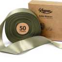 Keypan Sage Green Satin Ribbon 1-1/2 Inch x 50 Yards Double-Faced Ribbons for Gift Wrapping Crafts Flower Bouquet Wedding Paper Bows Invitations