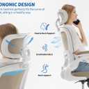 TRALT Ergonomic Office Chair - Desk Chair with Adjustable Headrest Lumbar Support Computer Chair - Mesh Comfy Chair with Flip-up Armrests - Gaming Chairs for Adults Home Office (PU Leather,Khaki), Pack of 1