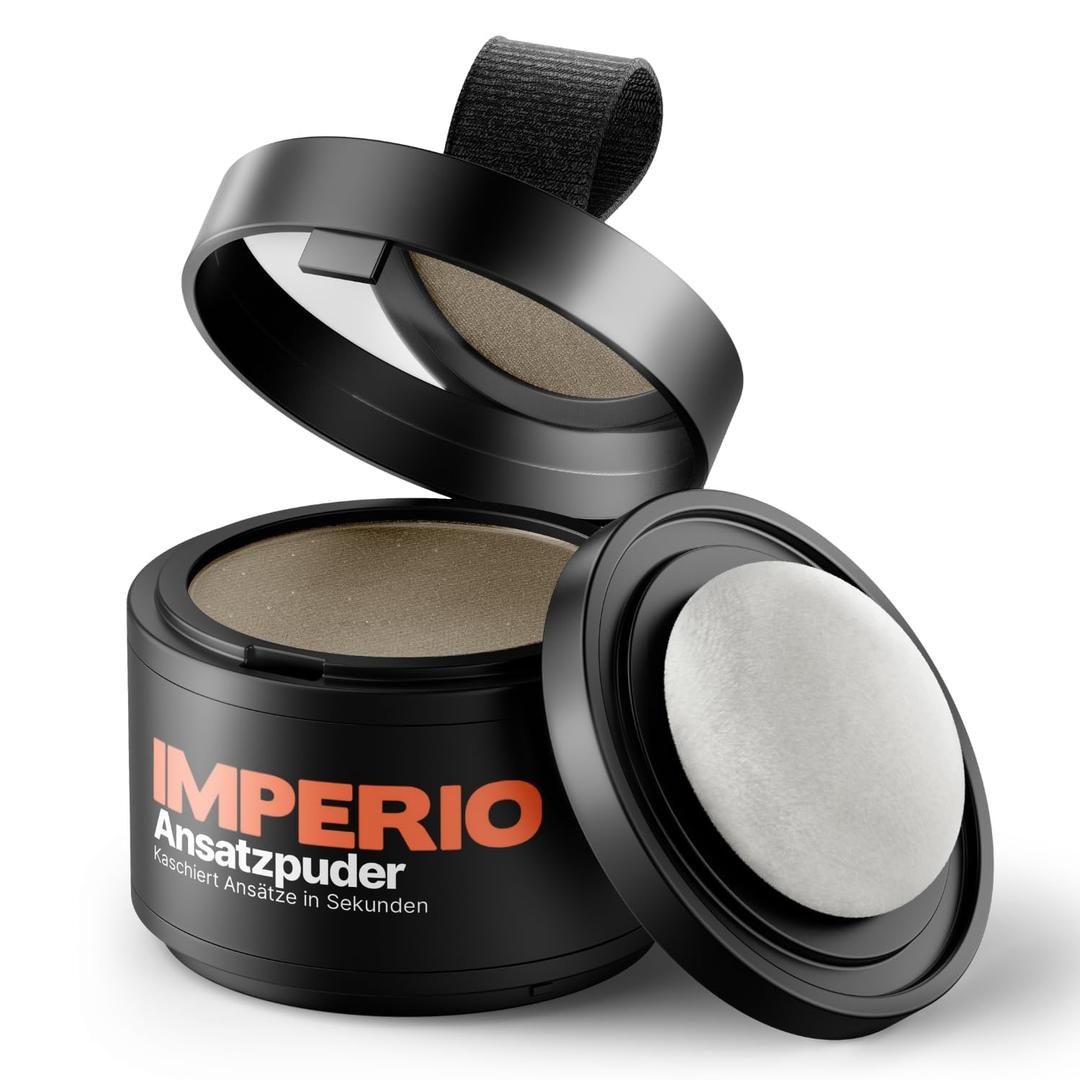 2 x IMPERIO Root Touch Up Hair Powder for Concealing Hair Loss instantly - Hairline Powder for Women & Men - Water resistant Root Cover Up for Thinning Hair in Premium Hairdressing Quality (Light Brown)