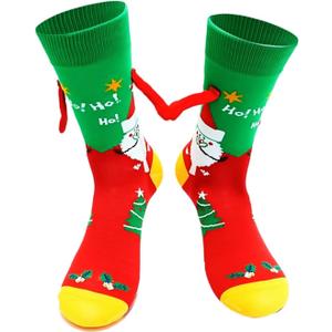 2 Pairs Funny Holding Hands Christmas Socks Magnetic Holding Hands Socks Xmas Gifts for Women and Men The perfect choice for New Year gifts