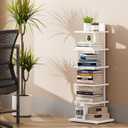 TUTOTAK Narrow Bookshelf, 6-Tier Bookcase, Spine Book Shelf for Small Space, Corner Standing Shelf for Living Room, Office, Study, Entryway, White BS06BW016
