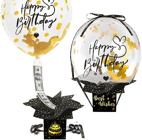 UQM Upgraded Birthday Money Box for Cash Gift Pull, Funny Pull Money Balloon Box Happy Birthday Surprise Set, Birthday Gifts for Women Men Best Friend Girlfriend Wife Sister