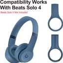Beats Solo 4 Accessories: Silicone Case with Telescopic Beam Cover, Anti-Scratch, Washable Protective Covers - Blue