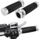 DREMIZER 1 Inch/25mm Motorcycle Handle Grips Handlebar Grips Cable Throttle Compatible with Harley Honda Yamaha Kawasaki Suzuki Dyna Sportster Street Glide 883 1200 (Chrome)