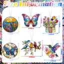Patelai 6 Pcs Acrylic Butterfly Suncatcher Ornament Faux Stained Glass Butterfly Gifts for Women Colorful Hummingbird Cardinal Suncatcher Window Hanging Decor for Home Spring Summer Nature Lover