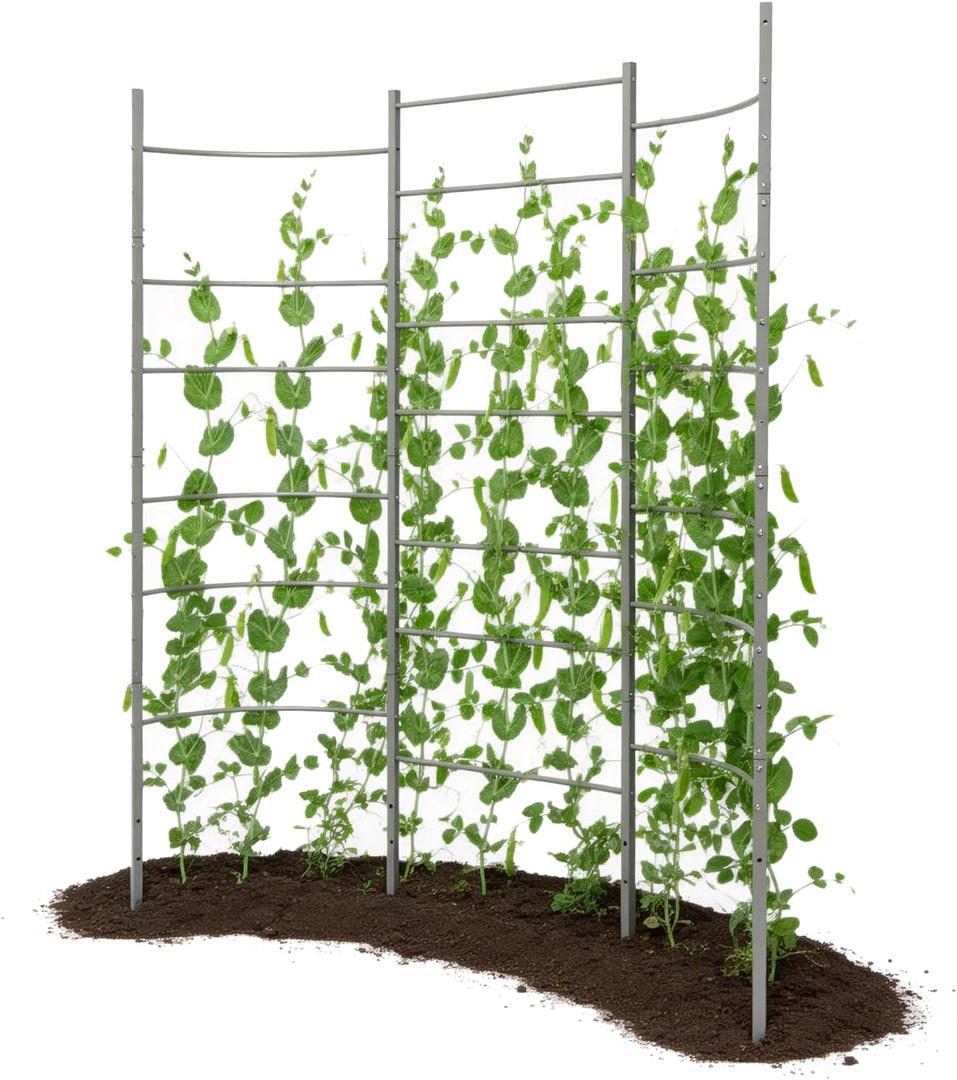 Anleolife 5.2x6ft Galvanized Vertical Panel Trellis, Raised Beds and Vines | Heavy-Duty Metal Panel with Crossbars, Bed-Mount or Ground Install, Rigid Crossbars Support Tomatoes, Peas, Beans And Vines