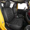 AOMSAZTO Fit for Jeep Wrangler JL 4-Door 2018 2019 2020 2021 2022 2023 2024 2025 2026 Car Seat Covers Full Set Waterproof Faux Leather Pickup Seat Cushions 5 Seats, Black