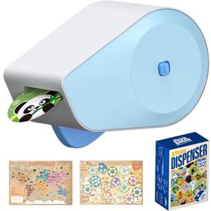 3 x Manual Sticker Dispenser with Animals Stickers and Gold Star Stickers for Kids Rewards-Blue