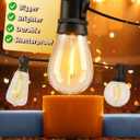 Outdoor String Lights LED Patio-Light - 100Ft Outside Waterproof Dimmable Porch Lights with Remote Shatterproof S14 Bulbs Outside Hanging Light Connectable Lighting for Gazebo Backyard Bistro Pergola