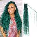 Green Boho Faux Locs Crochet Hair 30 Inch Goddess Locs 8 Packs Boho Soft Hair with Curly Ends Pre-looped Long Bohemian River Locs Crochet Hair for Black Women(30Inch,green)