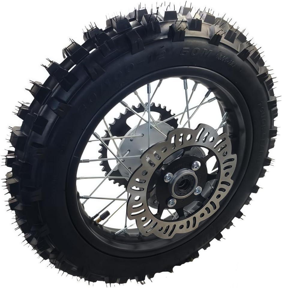 CLEO 12 Rear Wheel Rim Tire 80/100-12 Assembly for 50cc 90cc 110cc 125cc Dirt Bike taotao TTR SSR CRF Apollo 12mm axle includes 190mm brake disc and 41T sprocket