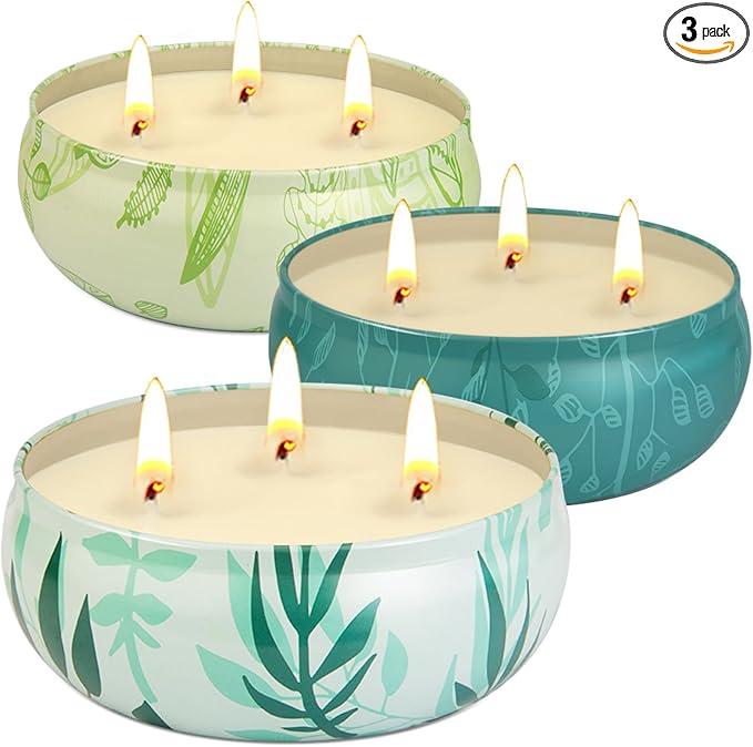 Citronella Candles Outdoor, Large Citronella Candle Outdoor for Patio, 3 Pack 12oz Summer Candle Bulk for Home Garden Yard Camping Party Indoor Outside Decorative, 210 Hours Long Burning, 2 Wick Only