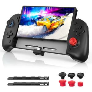 NexiGo Gripcon, Enhanced Switch/Switch OLED Controller for Handheld Mode, Ergonomic Controller for Nintendo Switch OLED with 6-Axis Gyro, Mapping Function, Black