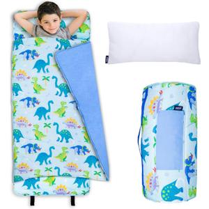 Wildkin Kids Original Nap Mat Cozy Kids Sleep Mat with Pillow, Ideal for School & Travel - Dinosaur Land, Product Dimensions 50"L x 20"W x 1.5"Th 