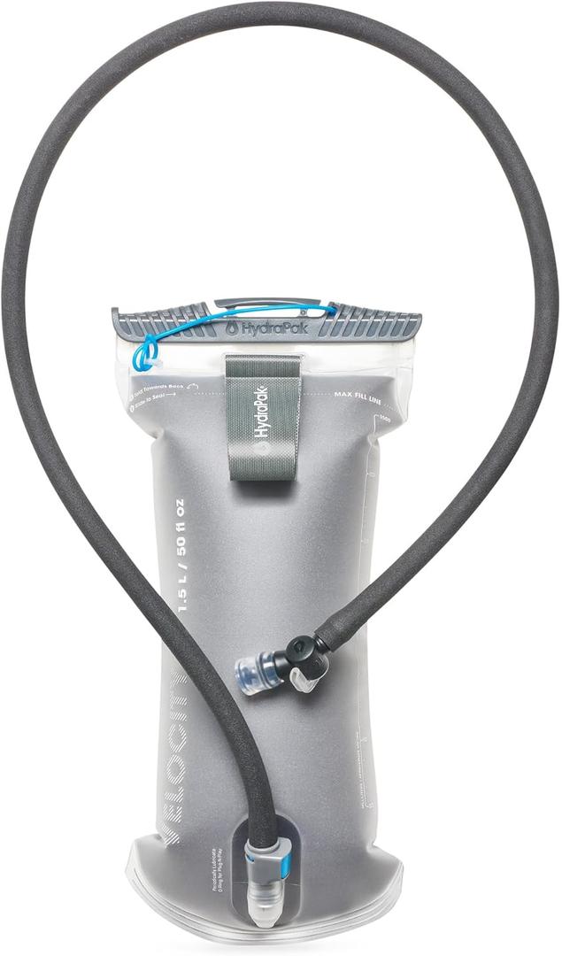 HydraPak Velocity IT (1.5L or 2L Hydration Reservoir) - Insulated Water Bladder/Reservoir for Hydration Pack  Self-Sealing Bite Valve, Leak Proof and Dishwasher Safe