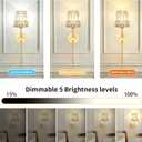 Gold Battery Operated Wall Sconces Set of 2, Crystal Rechargeable Wireless Wall Sconce Light Fixtures for Home Decor, Dimmable 12 RGB and 3CCT Wall Lamps with Remote for Living Room Bedroom Hallway