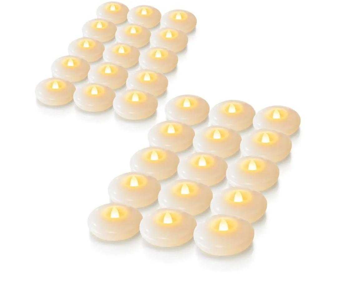 Homemory 48 Pack 3” Flameless Led Floating Candles, 200 Hour White Battery Operate Waterproof Tealights for Cylinder Vases, Centerpieces at Wedding Decor, Party, Pool