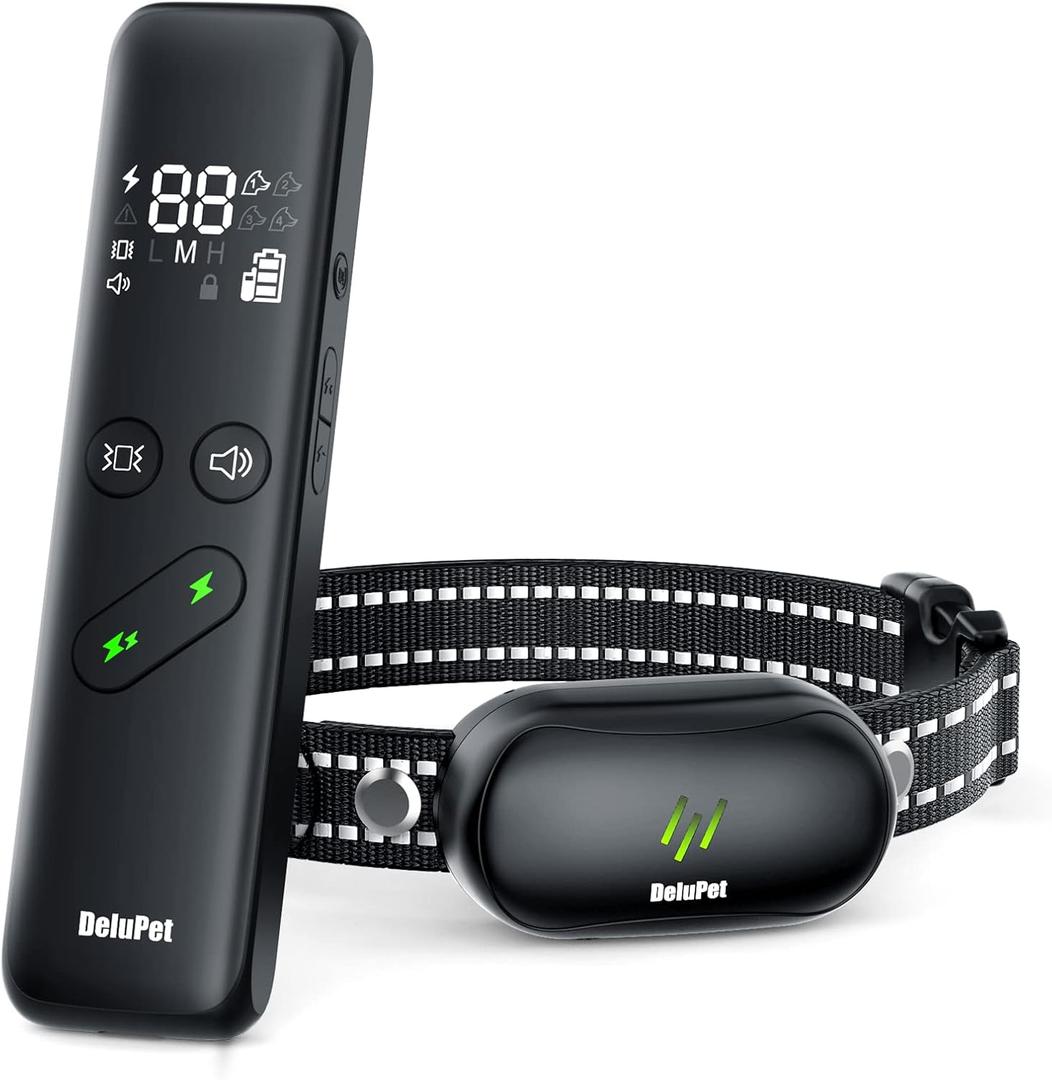 Dog Shock Collar - Electric Dog Training Collar with Remote 1600FT, Rechargeable E-Collar Waterproof Collars with 3 Training Modes, Security Lock for All Breeds, Sizes (Black)