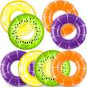 Elcoho 8 Pack Inflatable Pool Rings Set 29.5 Inch Swim Tubes Floats in Fruit Designs Orange Lemon Grape Kiwi for Big Beach Swimming Water Toys for Summer, Outdoor Party Supplies